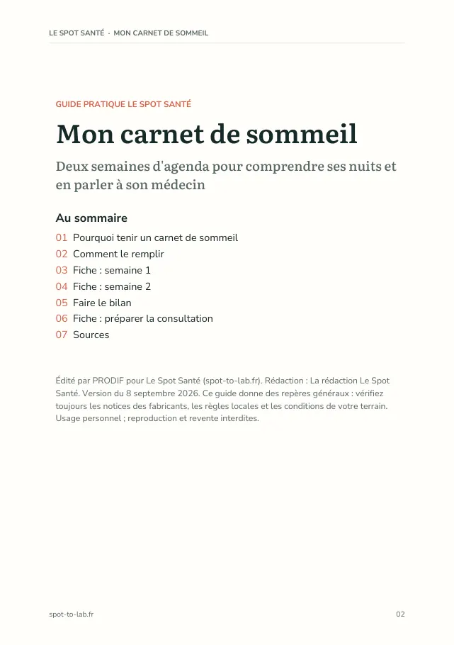 Aperçu de la page 2 de l'ebook Mon carnet de sommeil