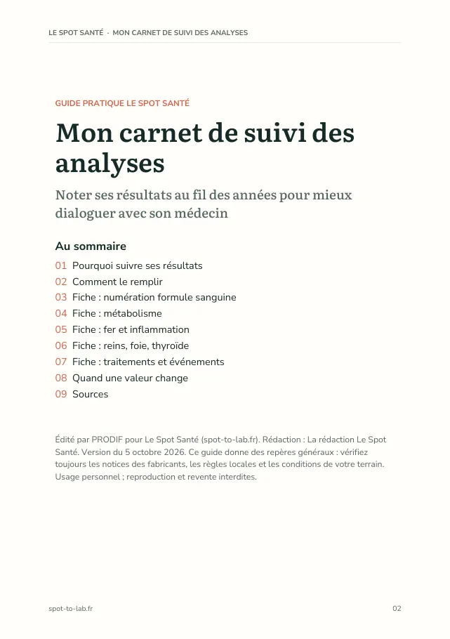 Aperçu de la page 2 de l'ebook Mon carnet de suivi des analyses