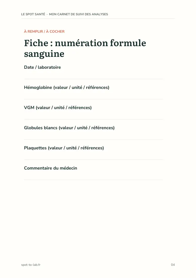 Aperçu de la page 4 de l'ebook Mon carnet de suivi des analyses