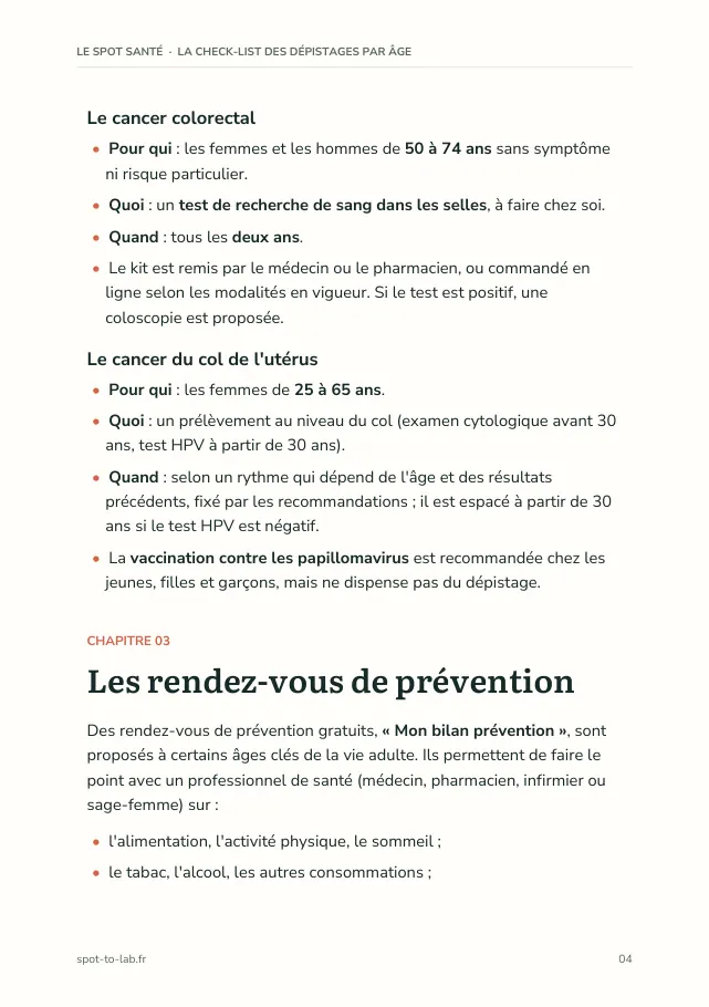 Aperçu de la page 4 de l'ebook La check-list des dépistages par âge