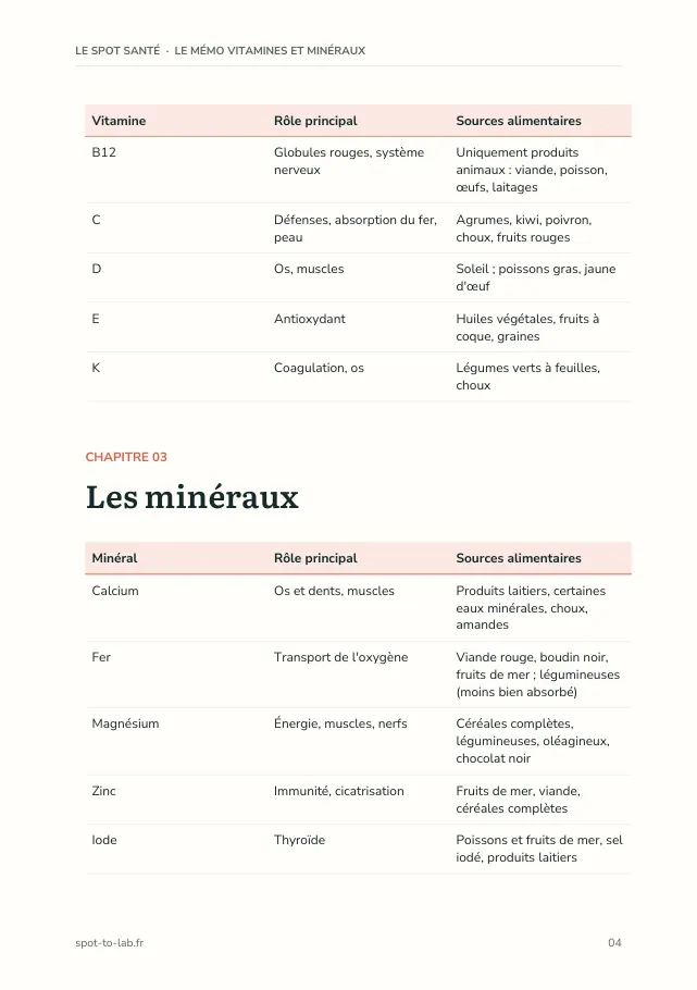 Aperçu de la page 4 de l'ebook Le mémo vitamines et minéraux