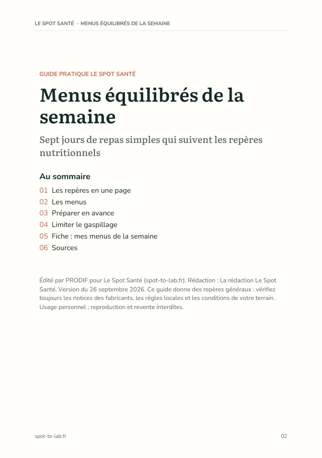 Aperçu de la page 2 de l'ebook Menus équilibrés de la semaine