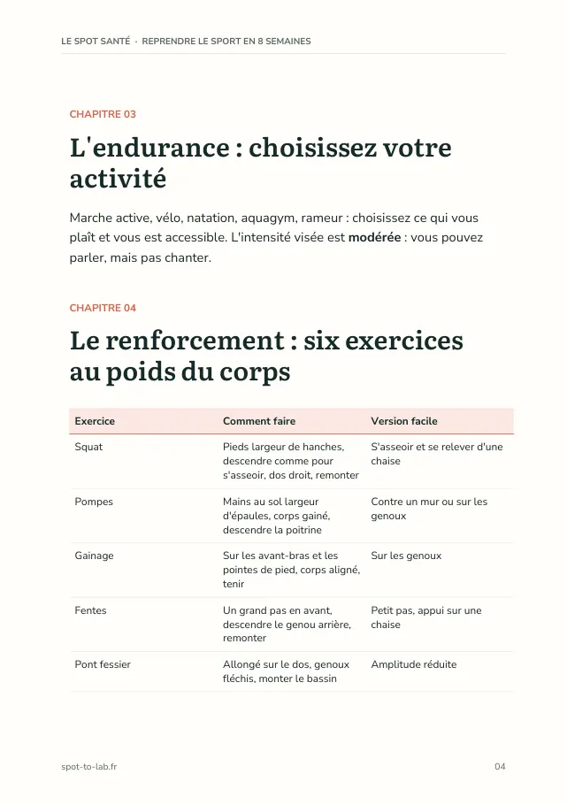 Aperçu de la page 4 de l'ebook Reprendre le sport en 8 semaines
